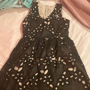 Black flower lace dress